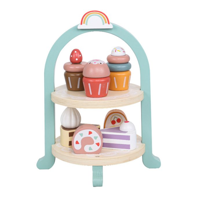Wooden Children's Simulation Cake Stand Ice Cream Toy - Image 6