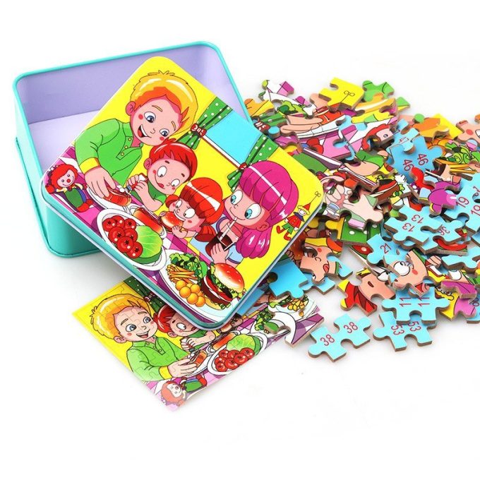 80PCS wooden educational toys educational development baby kids training toys children animal puzzle - Image 2