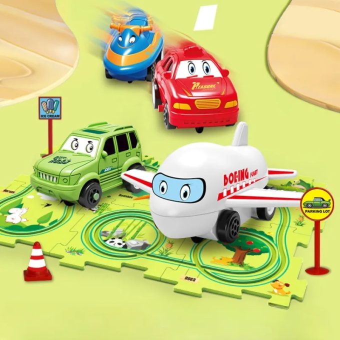 Children Puzzle Electric Railroad Speeder DIY Assembly Electric Car Automatic Rail City Scene Construction Education Toy Gift - Image 2