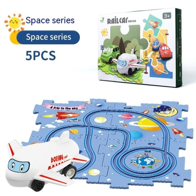 Children Puzzle Electric Railroad Speeder DIY Assembly Electric Car Automatic Rail City Scene Construction Education Toy Gift - Image 5