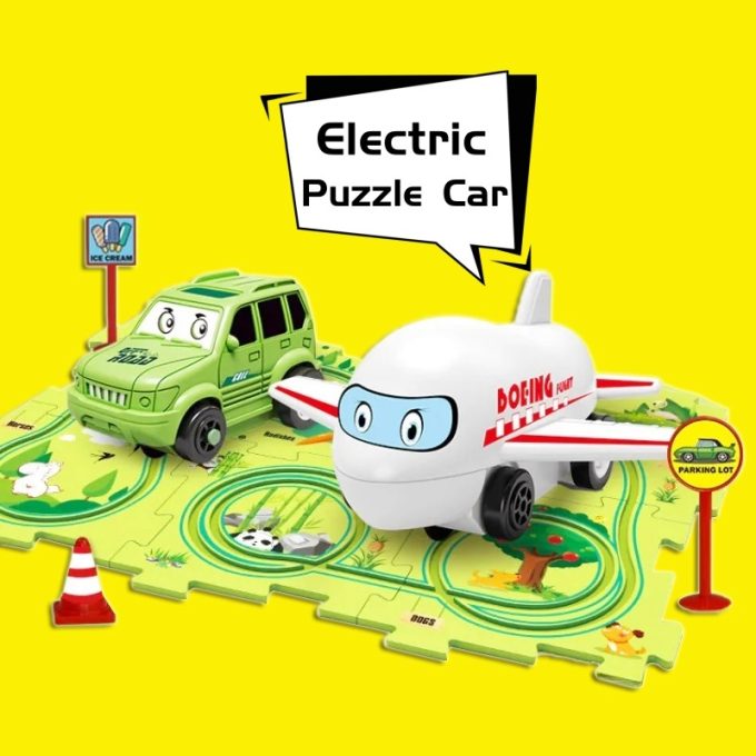 Children Puzzle Electric Railroad Speeder DIY Assembly Electric Car Automatic Rail City Scene Construction Education Toy Gift - Image 3