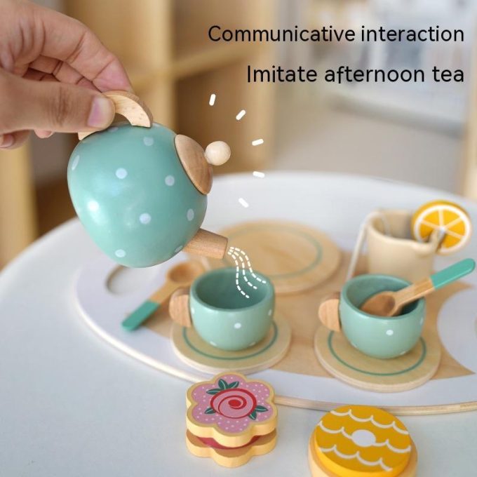 Wooden Children's Simulation Cake Stand Ice Cream Toy - Image 3