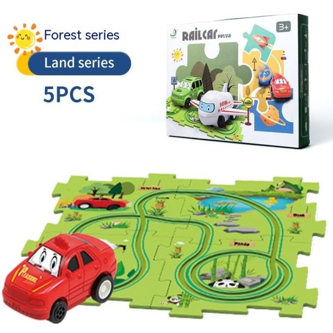 Children Puzzle Electric Railroad Speeder DIY Assembly Electric Car Automatic Rail City Scene Construction Education Toy Gift - Image 7